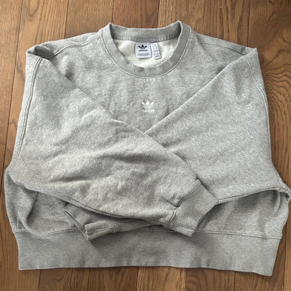 Adidas Cropped Gray Crewneck Sweater